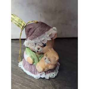 Jasco Caring Critters Chimer Ornament Bisque Porcelain Cat Mom Kitten Taiwan Vtg